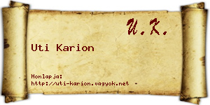 Uti Karion névjegykártya